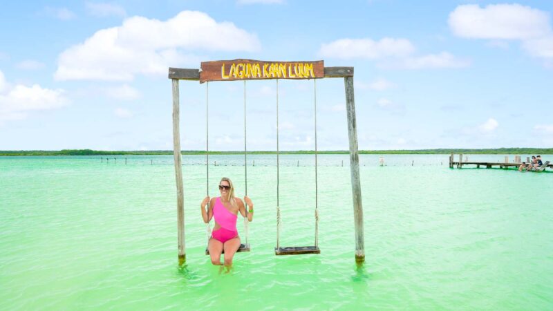 Swings at the Kaan Luum Lagoon Tulum