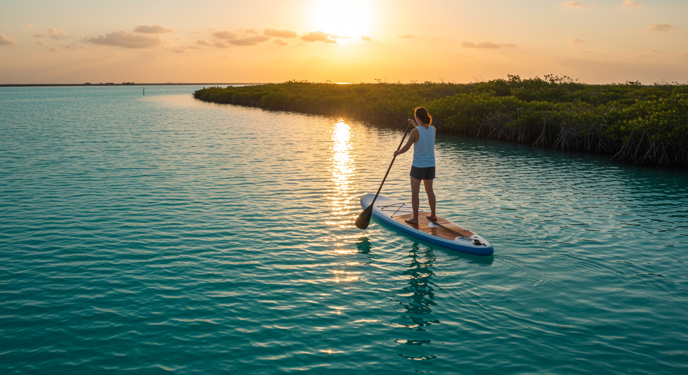 Paddleboarding in Nichupté Lagoon