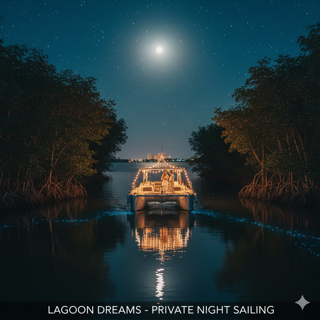 Night Navigation Through Nichupté Lagoon