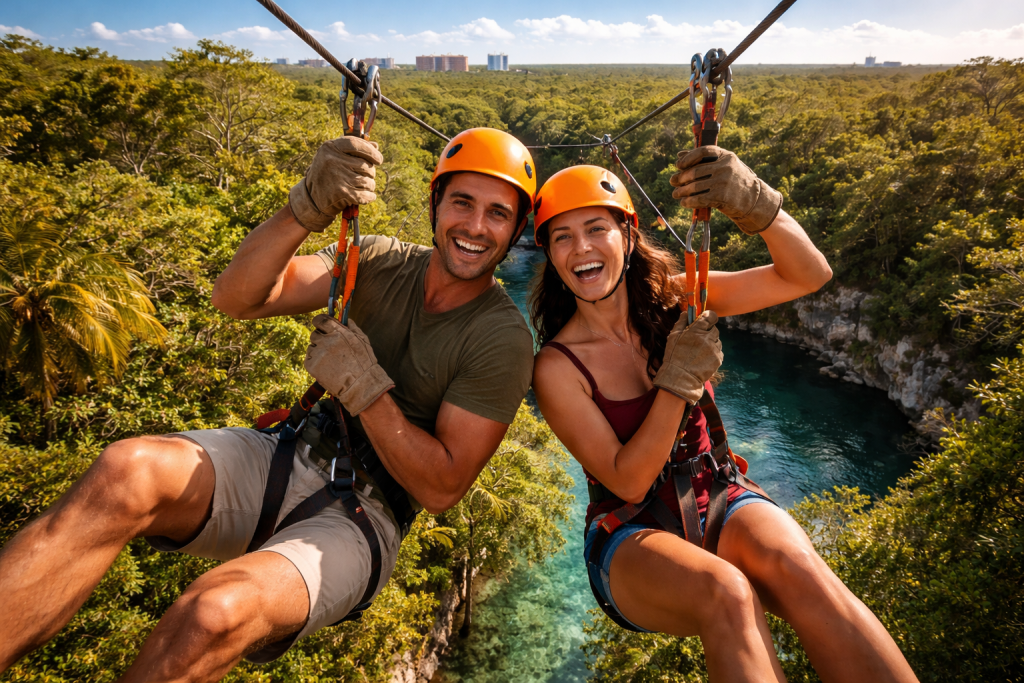 Flying over the jungle on a zipline is the solution Flying over the jungle on a zipline is the solution