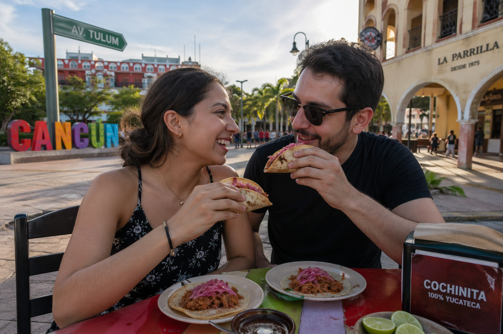 Cancun there are cochinita pibil tacos