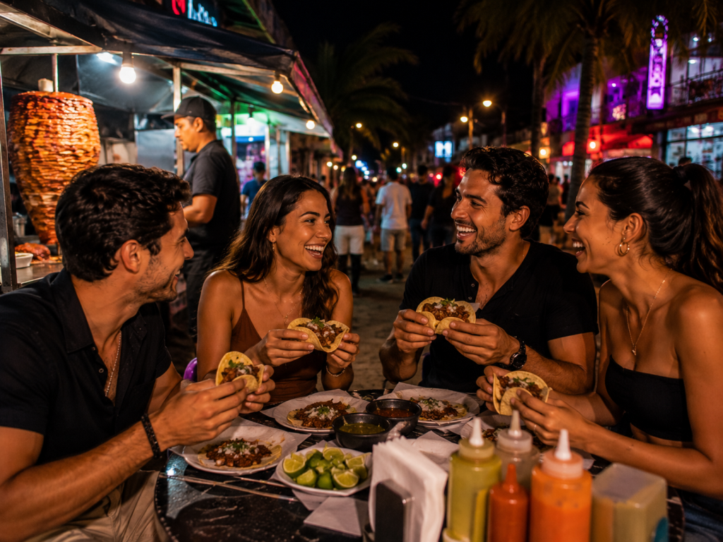 Cancun is complete without the ritual of late-night tacos