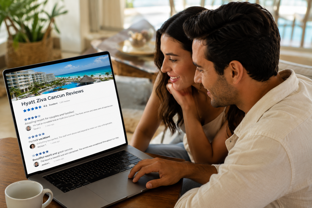 Guest reviews consistently praise Hyatt Ziva Cancun for its stunning ocean views, pristine beaches, and world-class service that makes every stay unforgettable.
