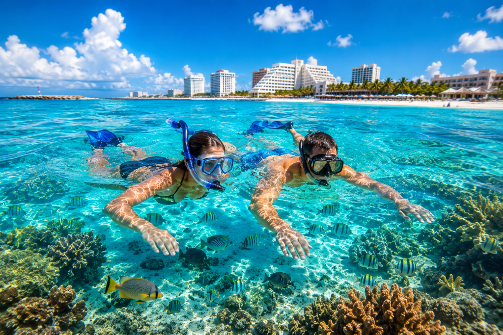 For a pro snorkel, skip the crowds: head to Puerto Morelos at sunrise and always pack your own high-quality gear. Enjoy!